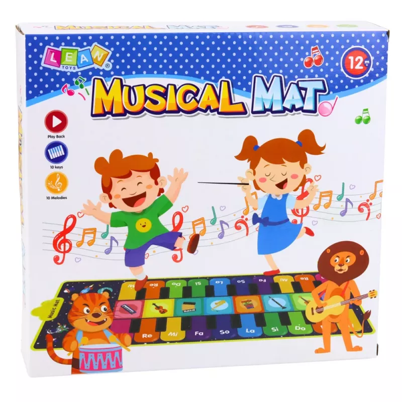 LEAN TOYS Interaktiivne tantsumatt klaveriga Loomaaia loomad 10 meloodiat 126 cm