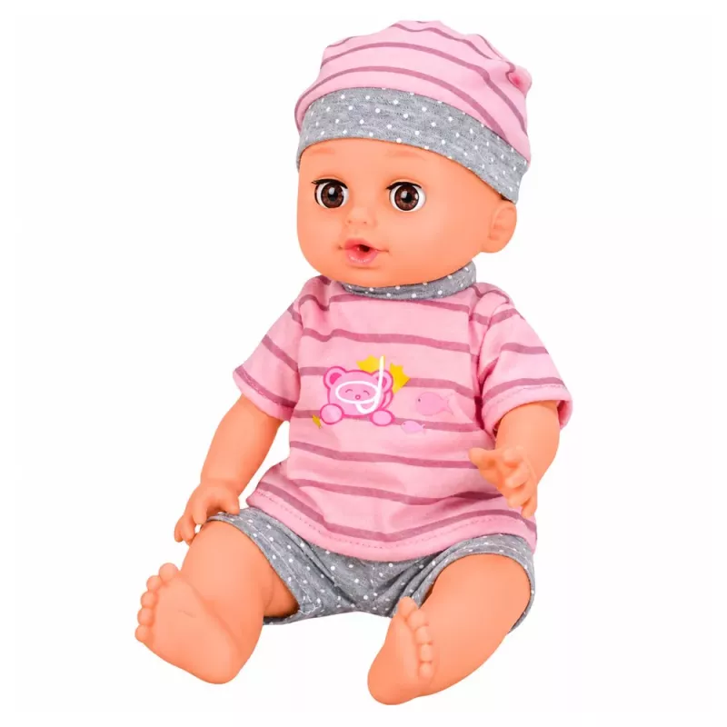 LEAN TOYS Interaktiivne Beebinukk Pissimine Käru Hälli Aksessuaaride 3-ühes Komplekt