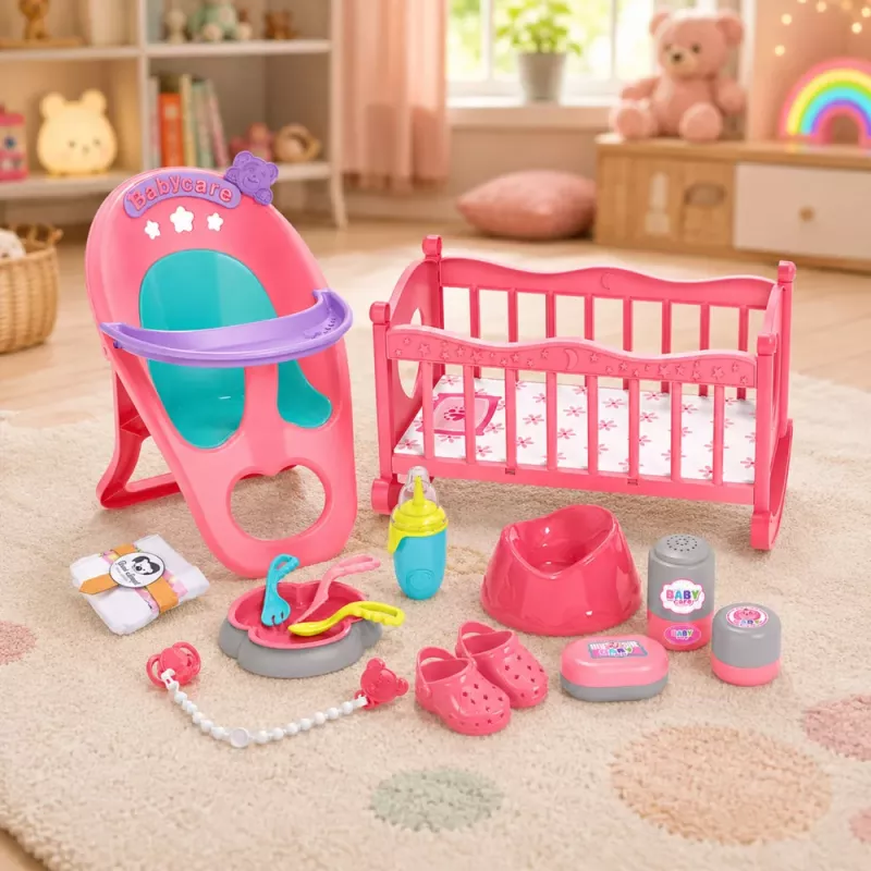 LEAN TOYS 3-in-1 Interactive Baby Doll Peeing Cradle Stroller Accessories Set