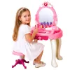 LEAN TOYS Lasten meigilaud tooliga, tuled, föön, tarvikud, helid, roosa