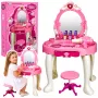 LEAN TOYS Lasten meigilaud tooliga, tuled, föön, tarvikud, helid, roosa
