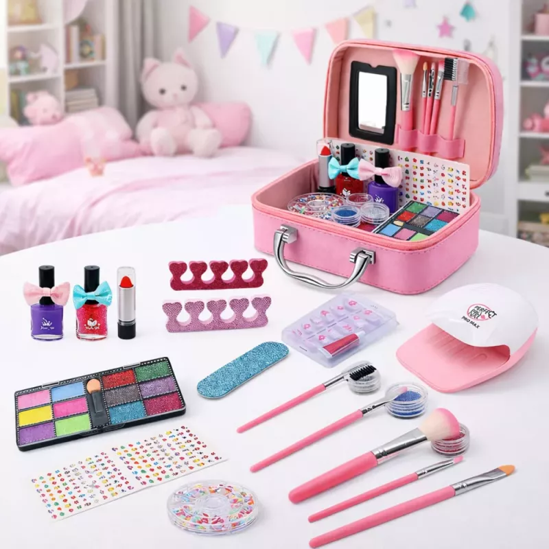 LEAN TOYS Beauty Set Cosmetic Bag For Children Nail Accessories Dryer 20 pcs