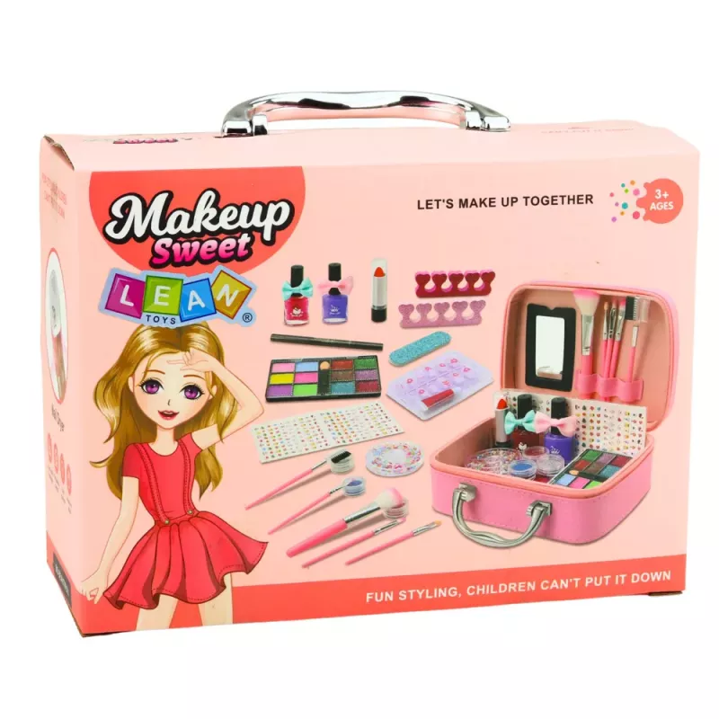 LEAN TOYS Beauty Set Cosmetic Bag For Children Nail Accessories Dryer 20 pcs