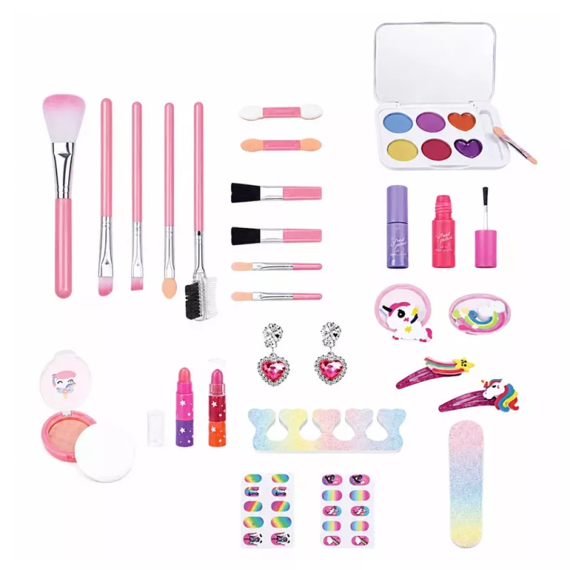 LEAN TOYS Beauty Set Lastekosmeetikakarp Roosa Ükssarvik 72 tk