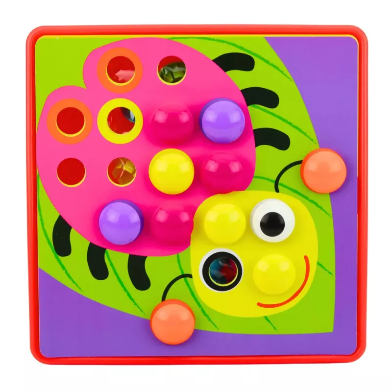 LEAN TOYS Nööpmosaiikpuzzle Loominguline Geomeetriline Puzzle Seened 46 tk