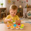 LEAN TOYS Hariv munasorter, kujude sobitamine, värvilised puuviljad, 12 tk.
