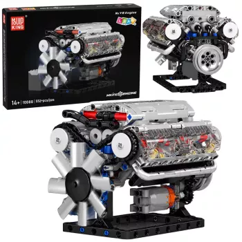 LEAN TOYS Ehitusklotsid V8 mootori mehaaniline mudel liikuvate kolbidega 552 tk