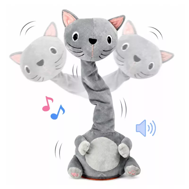 LEAN TOYS Plush Dancing Cat Interactive Toy Musical Sounds Mascot Gray