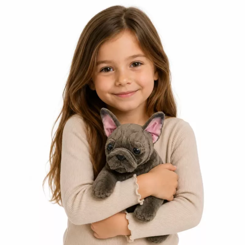 LEAN TOYS Pehme mänguasi Prantsuse buldog Pruun 22 cm