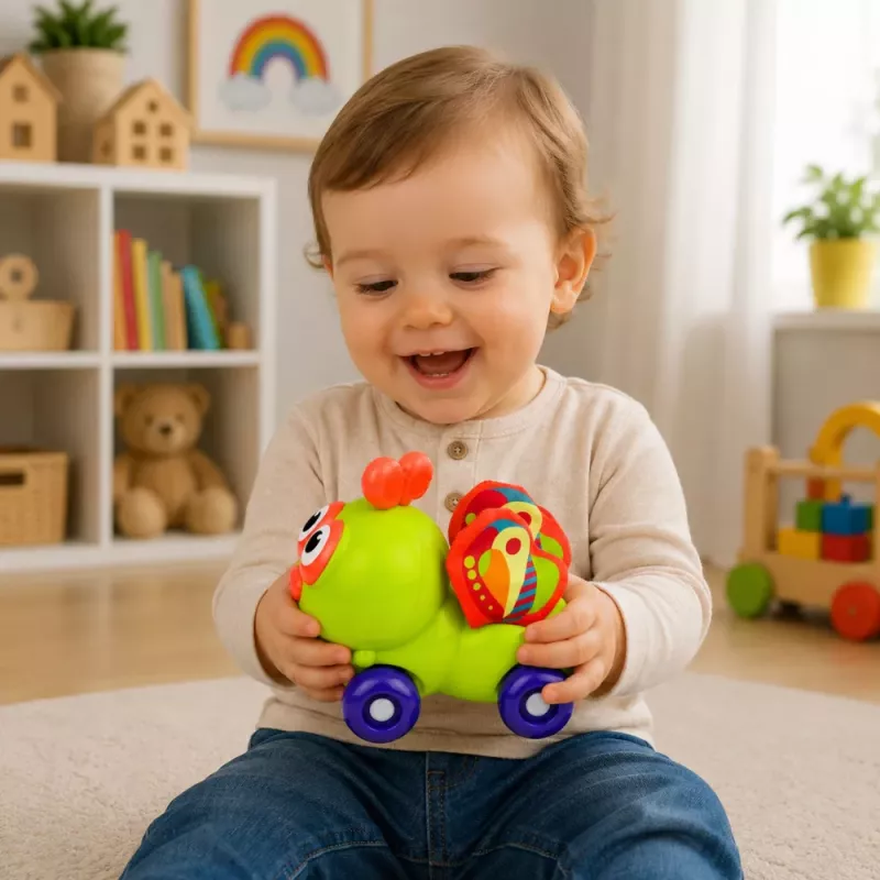 LEAN TOYS Interaktiivne mesilase sensoorne sõiduauto mänguasi väikelastele, roheline
