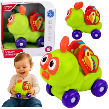 LEAN TOYS Interaktiivne mesilase sensoorne sõiduauto mänguasi väikelastele, roheline