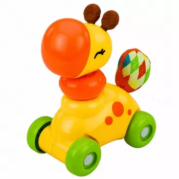 LEAN TOYS Interaktiivne sensoorne mänguasi Kaelkirjakauto väikelastele Kollane