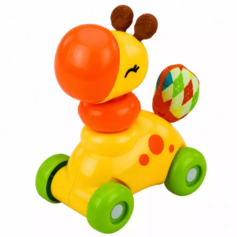 LEAN TOYS Interaktiivne sensoorne mänguasi Kaelkirjakauto väikelastele Kollane
