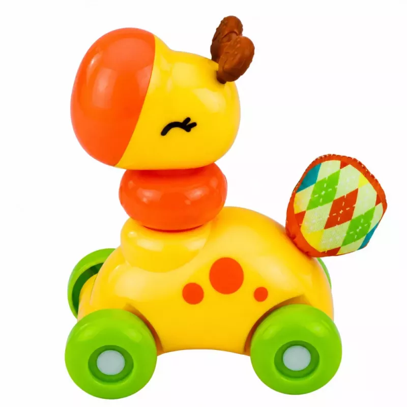 LEAN TOYS Interaktiivne sensoorne mänguasi Kaelkirjakauto väikelastele Kollane