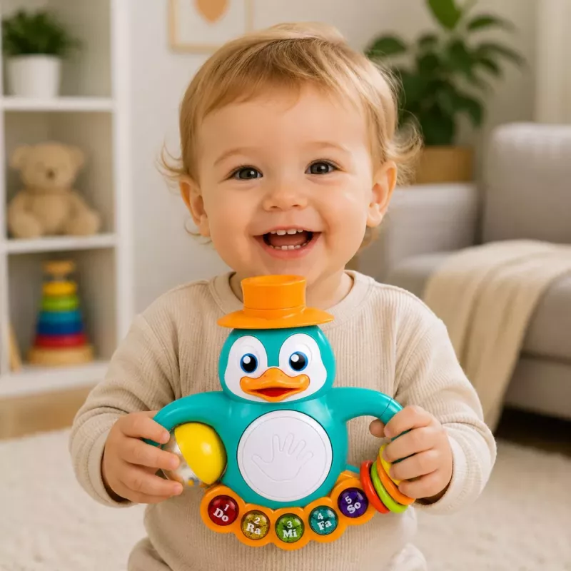 LEAN TOYS Interaktiivne mänguasi Pingviin Klaver Trumm Helmesegisti Pall