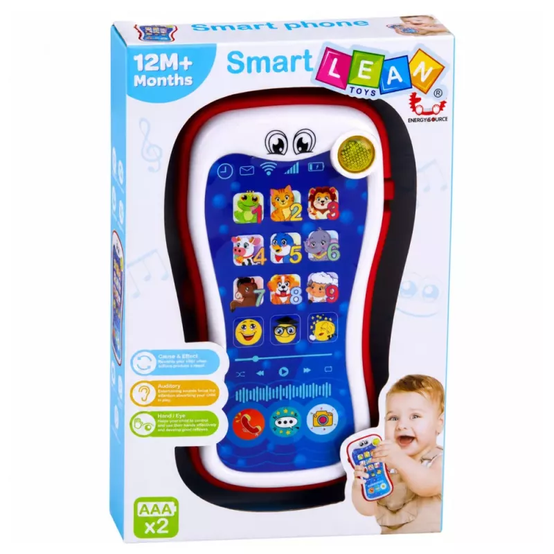 LEAN TOYS Interaktiivne õppetelefon väikelastele loomahääled tuled