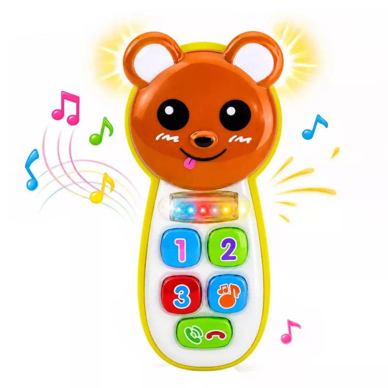 LEAN TOYS Interaktiivne beebitelefon Mängukaru peegli, kõristi, tulede ja helidega