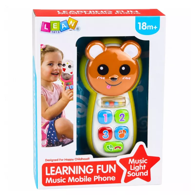 LEAN TOYS Interaktiivne beebitelefon Mängukaru peegli, kõristi, tulede ja helidega