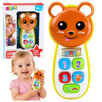 LEAN TOYS Interaktiivne beebitelefon Mängukaru peegli, kõristi, tulede ja helidega
