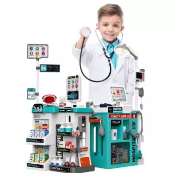 LEAN TOYS Suur arstikomplekt arstilaud valgus helid tarvikud 77 tk