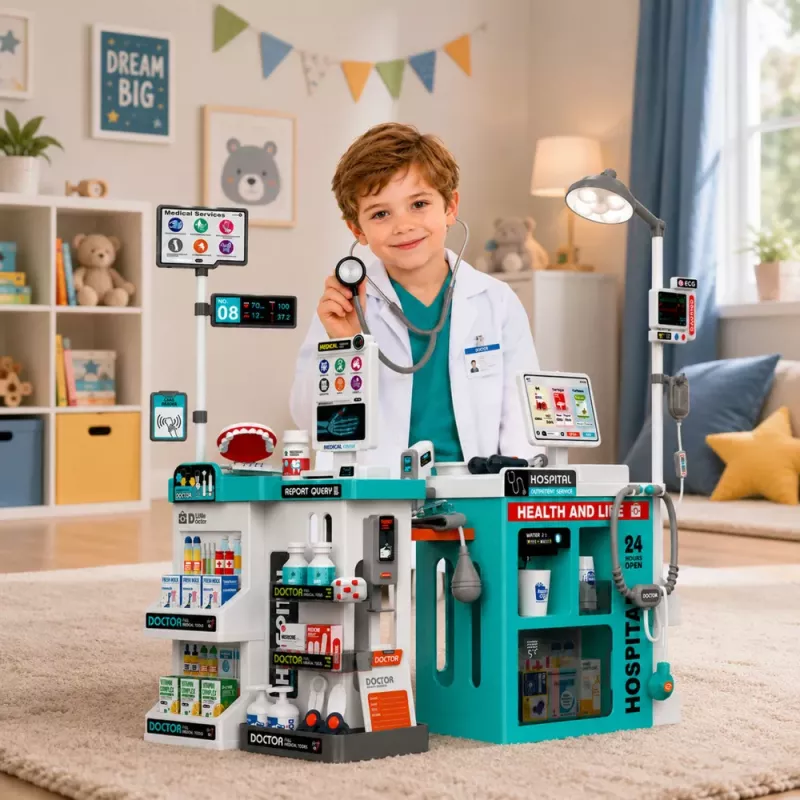 LEAN TOYS Suur arstikomplekt arstilaud valgus helid tarvikud 77 tk