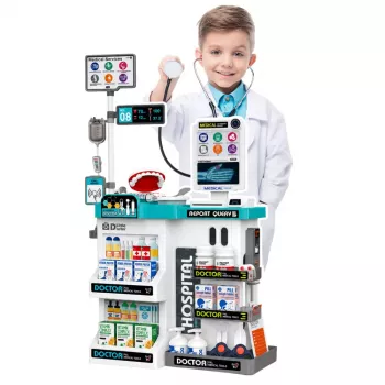 LEAN TOYS Suur arstikomplekt arstilaud valgus- ja heliefektidega tarvikud 61 tk