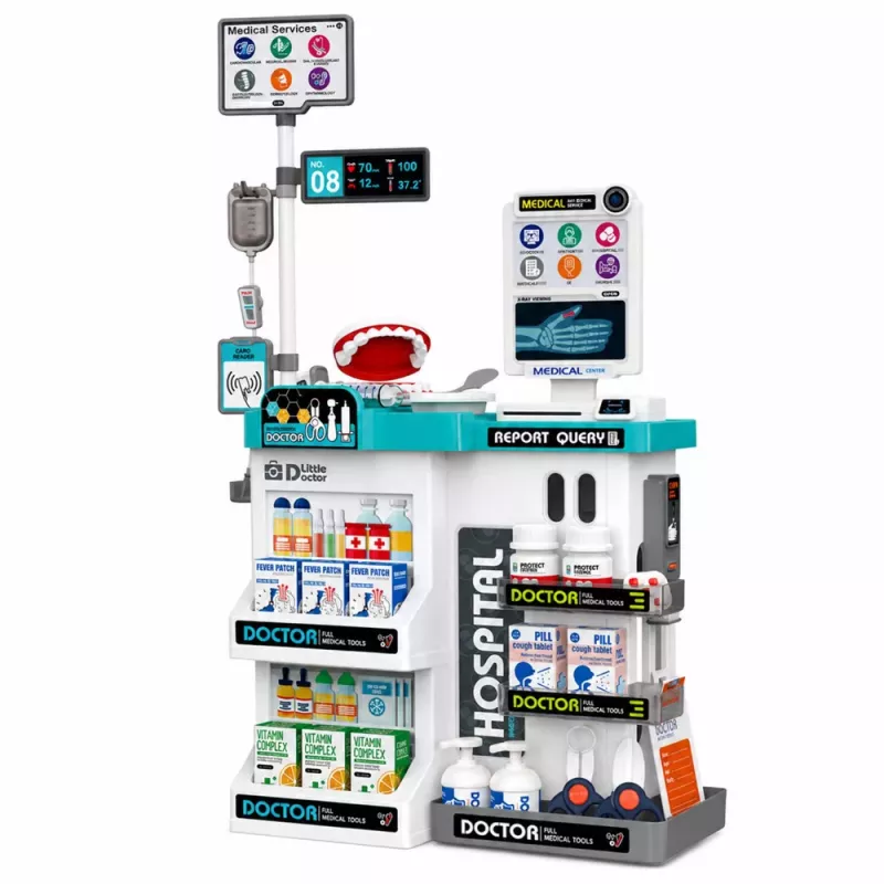 LEAN TOYS Suur arstikomplekt arstilaud valgus- ja heliefektidega tarvikud 61 tk