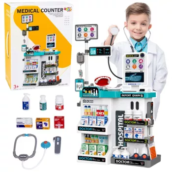 LEAN TOYS Suur arstikomplekt arstilaud valgus- ja heliefektidega tarvikud 61 tk