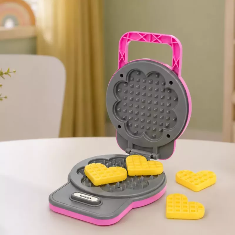 LEAN TOYS Köögikomplekt Vahvlimasin Segisti Vahetatavad Otsikud Tuled Helid Roosa