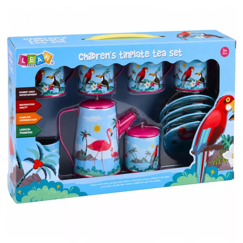 LEAN TOYS Teeserviit papagoidega, metall, eksootiline muster, 12 tk