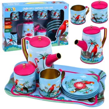 LEAN TOYS Teeserviit papagoidega, metall, eksootiline muster, 12 tk