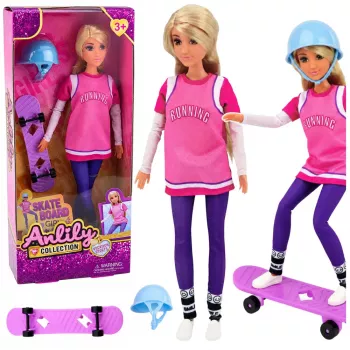 LEAN TOYS Anlily nukk lilla rula, kiivri ja pika dressipluusiga komplekt
