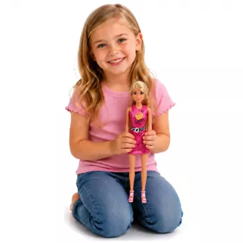 LEAN TOYS Anlily nukk roosas kleidis, käekotiga, ehete ja aksessuaaride komplekt