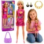 LEAN TOYS Anlily nukk roosas kleidis, käekotiga, ehete ja aksessuaaride komplekt