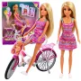 LEAN TOYS Anlily nukk roosas kleidis koos jalgratta ja beebiistmega