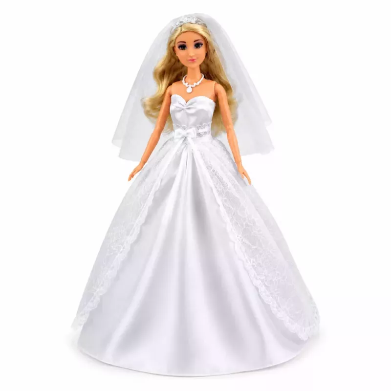 LEAN TOYS Anlily Bride Doll in White Wedding Dress with Lace Accessories Set