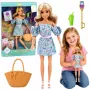 LEAN TOYS Anlily moenukk sinise lillelise kleidi, käekoti ja aksessuaaride komplektiga