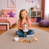 LEAN TOYS Anlily nukk koeraga, lillelise kleidi, käekoti, suupistete ja aksessuaaride komplekt