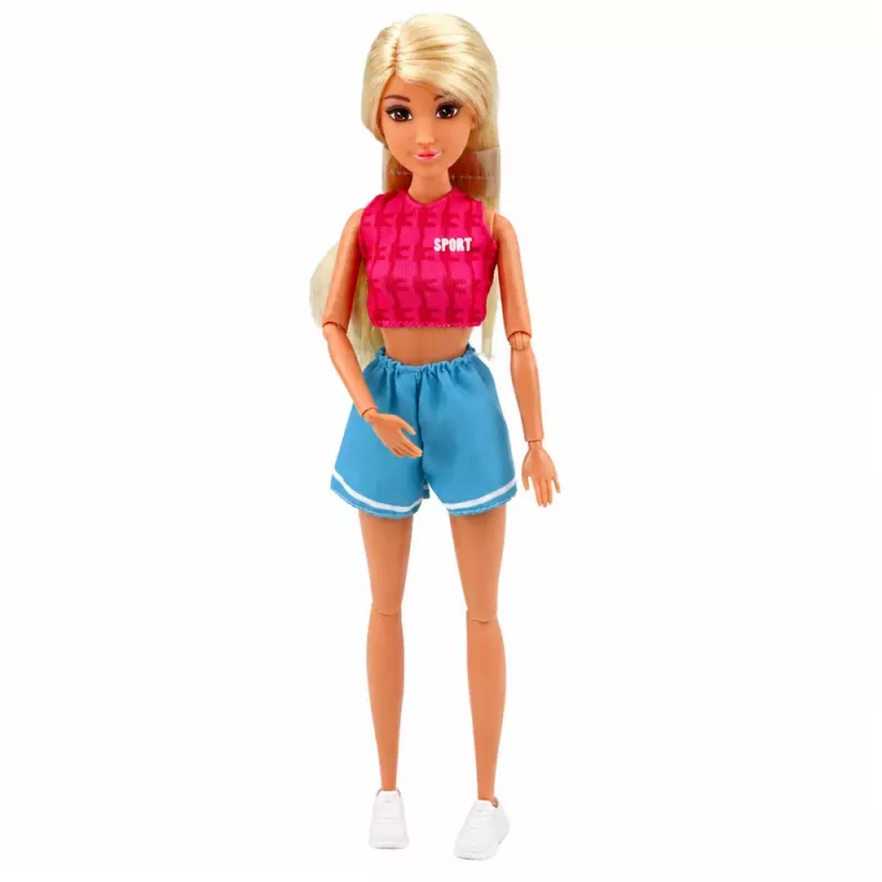 LEAN TOYS Anlily nukk spordiriietuses hantlite, veepudeli, koti ja aksessuaaride komplektiga