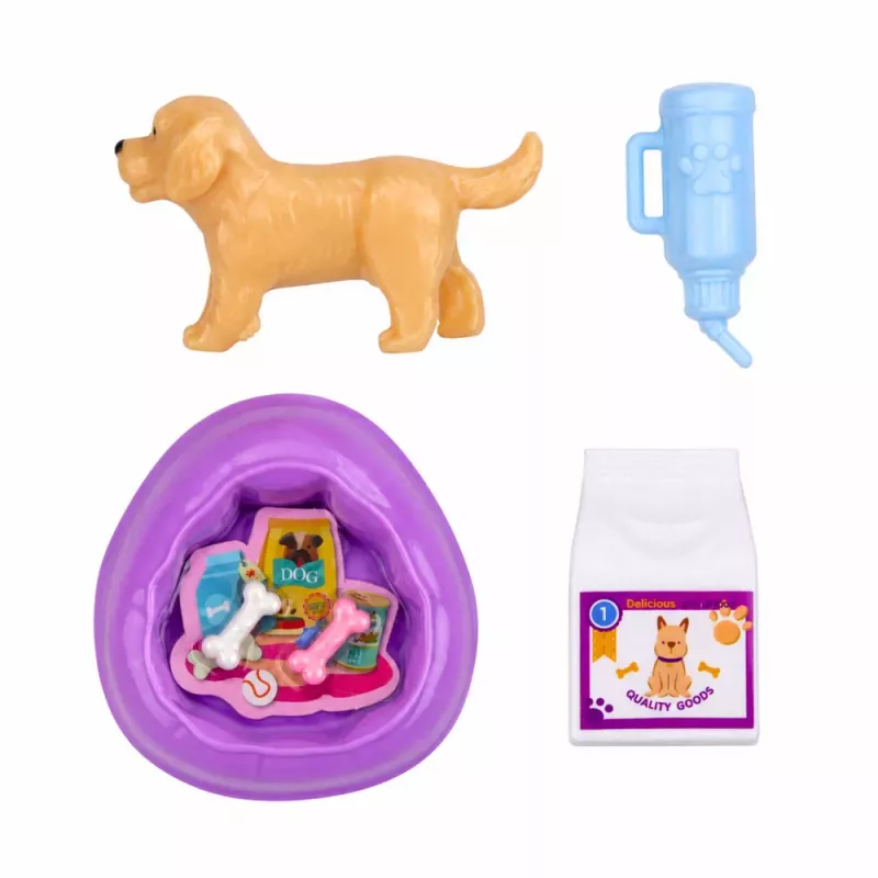 LEAN TOYS Anlily nukk koerakutsika ja tarvikute voodikomplektiga