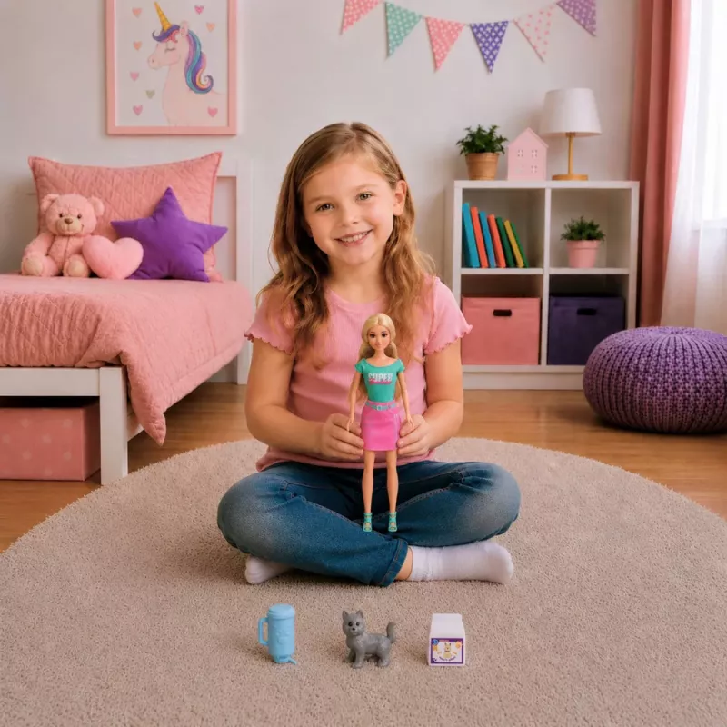 LEAN TOYS Anlily nukk lemmikloomakandja ja halli kassipojaga komplekt