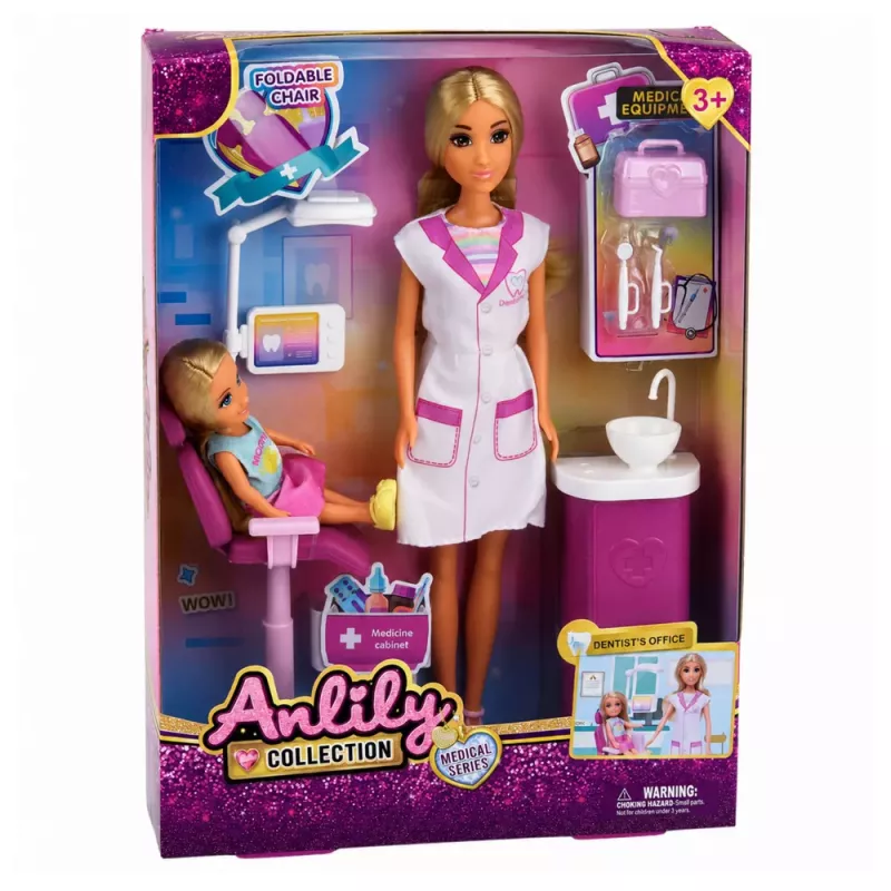 LEAN TOYS Anlily hambaarsti nuku komplekt hambaravitooli ja aksessuaaridega