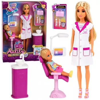 LEAN TOYS Anlily hambaarsti nuku komplekt hambaravitooli ja aksessuaaridega