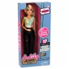 LEAN TOYS Anlily moenukk tumedates teksades, värvilise topi ja blondide juustega