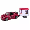 LEAN TOYS Burgundia kabriolettauto hobusekäruga avatavate ustega komplekt 1:24 die-cast