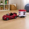 LEAN TOYS Burgundia kabriolettauto hobusekäruga avatavate ustega komplekt 1:24 die-cast