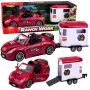 LEAN TOYS Burgundia kabriolettauto hobusekäruga avatavate ustega komplekt 1:24 die-cast