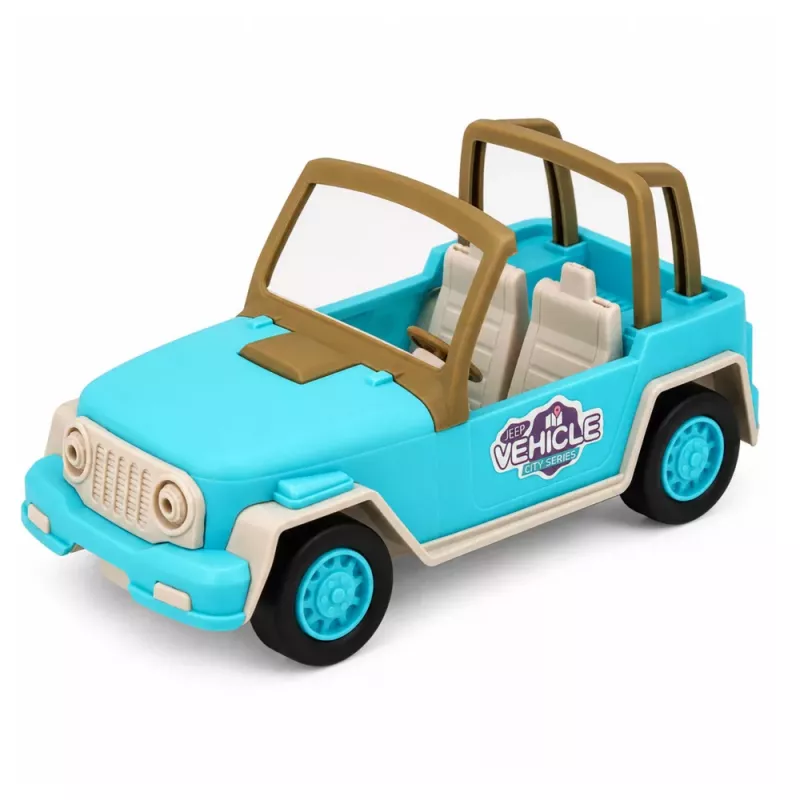LEAN TOYS Maastikuauto koos haagismajaga helidega Sinine Turistikomplekt