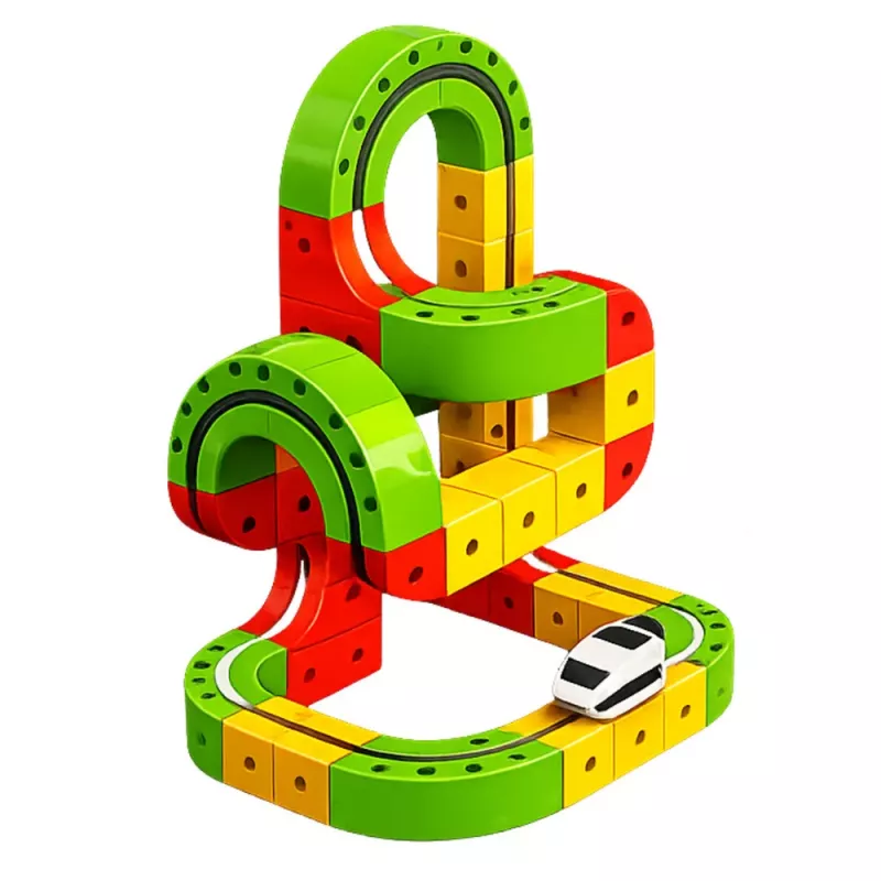 LEAN TOYS Magnetrööbas elektrirongiga 3D loominguline ehituskomplekt 67 osa