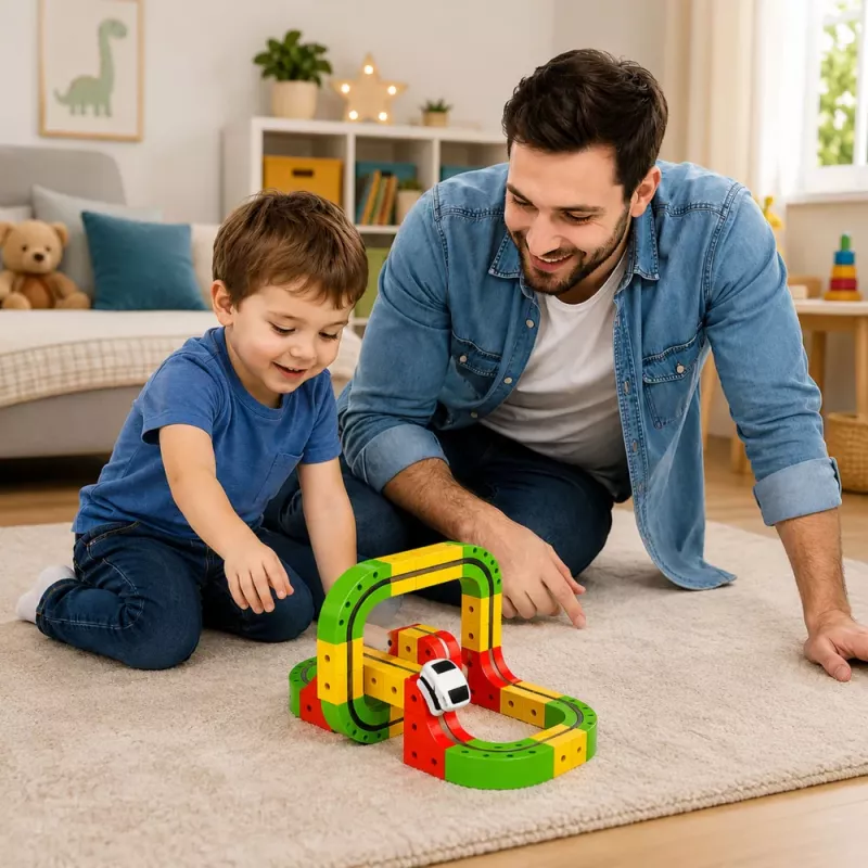 LEAN TOYS Magnetrööbas elektrirongiga 3D loominguline ehituskomplekt 67 osa
